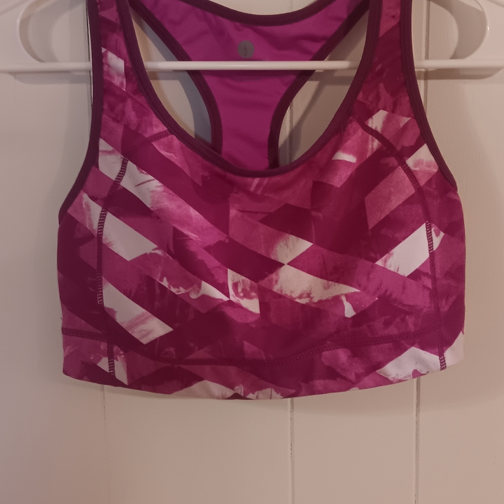 Old Navy Active Magenta and White Sports Bra